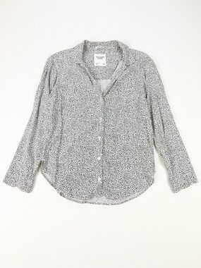Abercrombie & Fitch Printed Button Front Blouse Black White Lightweight Shirt